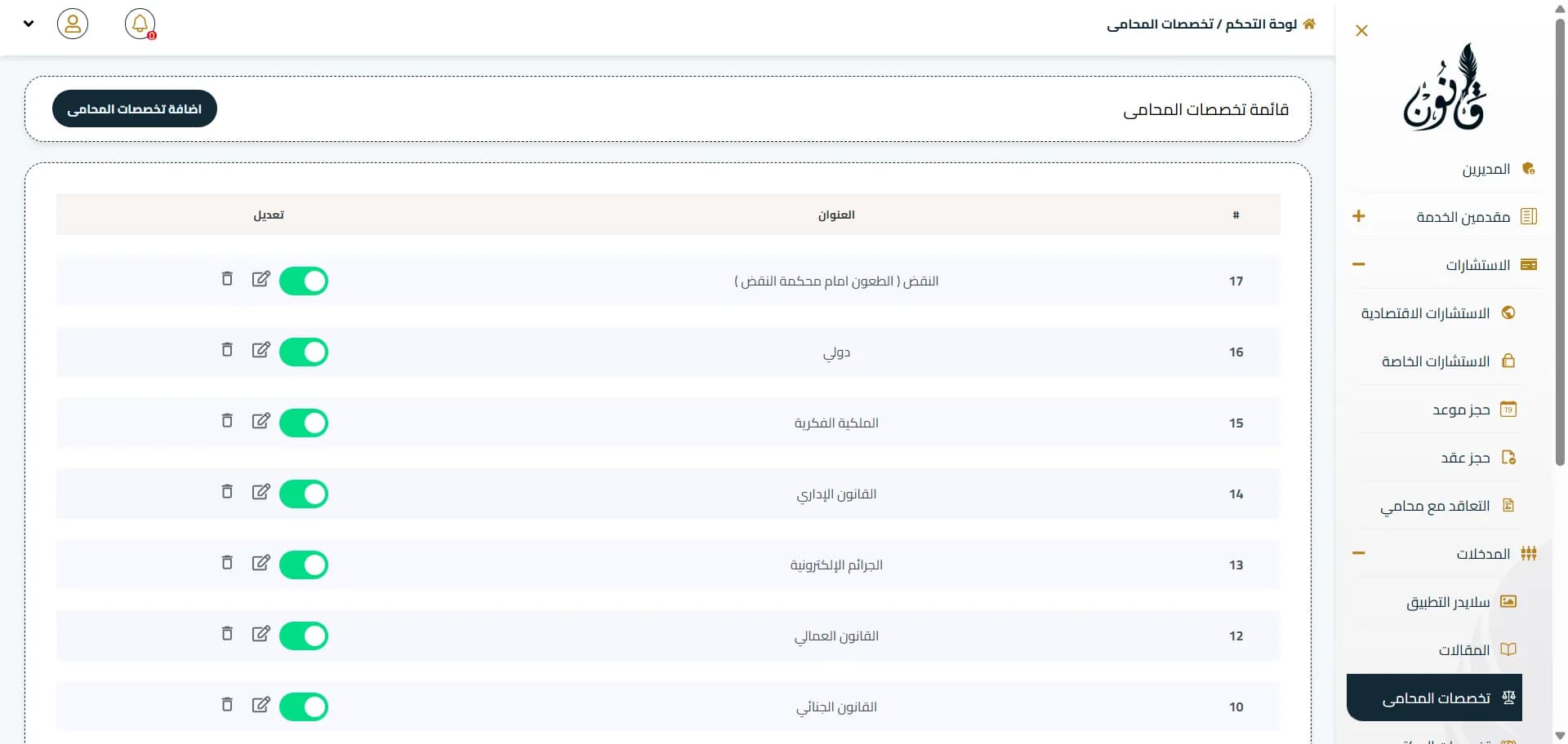 لوحة تحكم قانون أونلاين dashboard 6