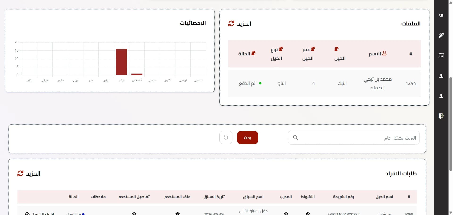 لوحة تحكم الميادين dashboard 3